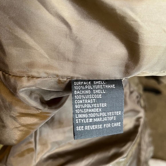 BNCI Blanc Noir Faux Leather Suede Jacket Size Small Brown Draped Scarf Coat - Picture 14 of 14